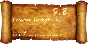 Frommer Borbála névjegykártya